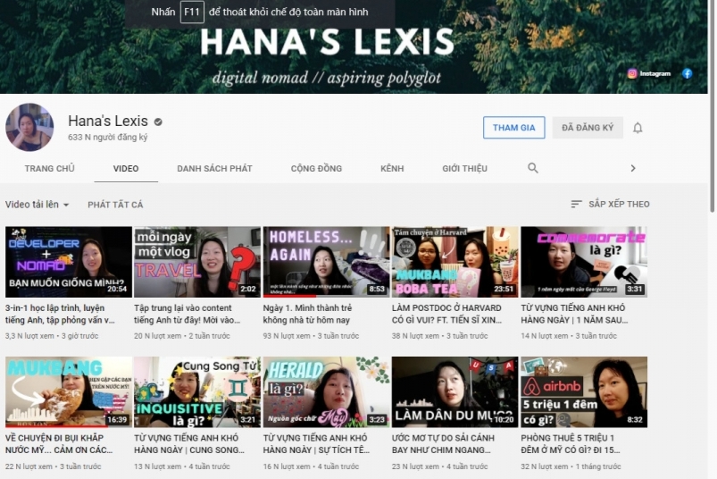 Kênh YouTube Hana's Lexis