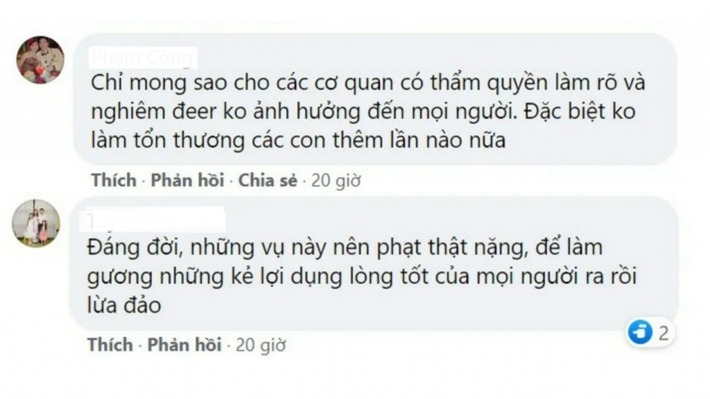 Những bình luận đề nghị xử lý nghiêm với những hành vi lừa đảo