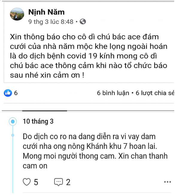 Hàng trăm cặp đôi hoãn cưới để phòng dịch bệnh Covid-19