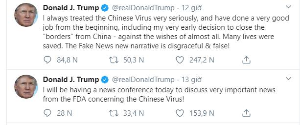 Tổng thống Trump: Gọi 'virus Trung Quốc' kh&ocirc;ng hề c&oacute; &yacute; ph&acirc;n biệt chủng tộc - 1