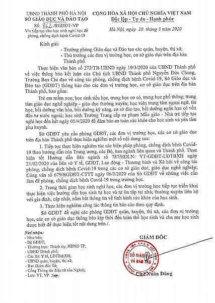 Hà Nội: Học sinh các cấp nghỉ học hết ngày 5/4