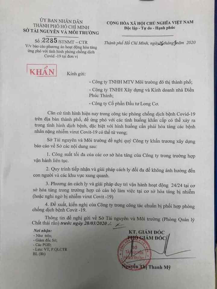 TPHCM thu hồi văn bản liên quan đến hỏa táng gây hoang mang trong dân