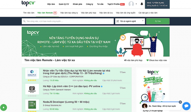 TopCV ra mắt chuyên trang tuyển dụng nhân sự làm việc từ xa