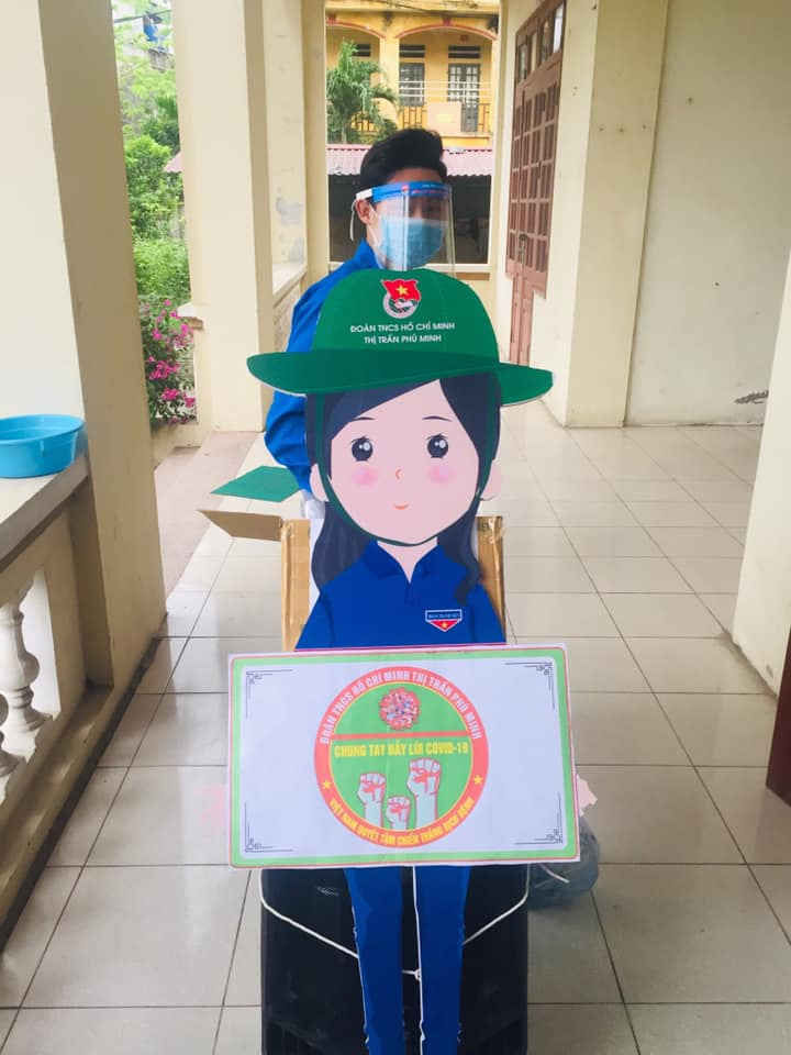 Banner ngộ nghĩnh được Đoàn Thanh niên thị trấn Phú Minh (Phú Xuyên, Hà Nội) sử dụng để tuyên truyền phòng chống dịch