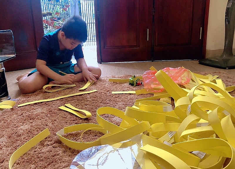 Cậu học trò lớp 3 làm 2.700 mũ chắn giọt bắn cùng cộng đồng phòng dịch Covid-19