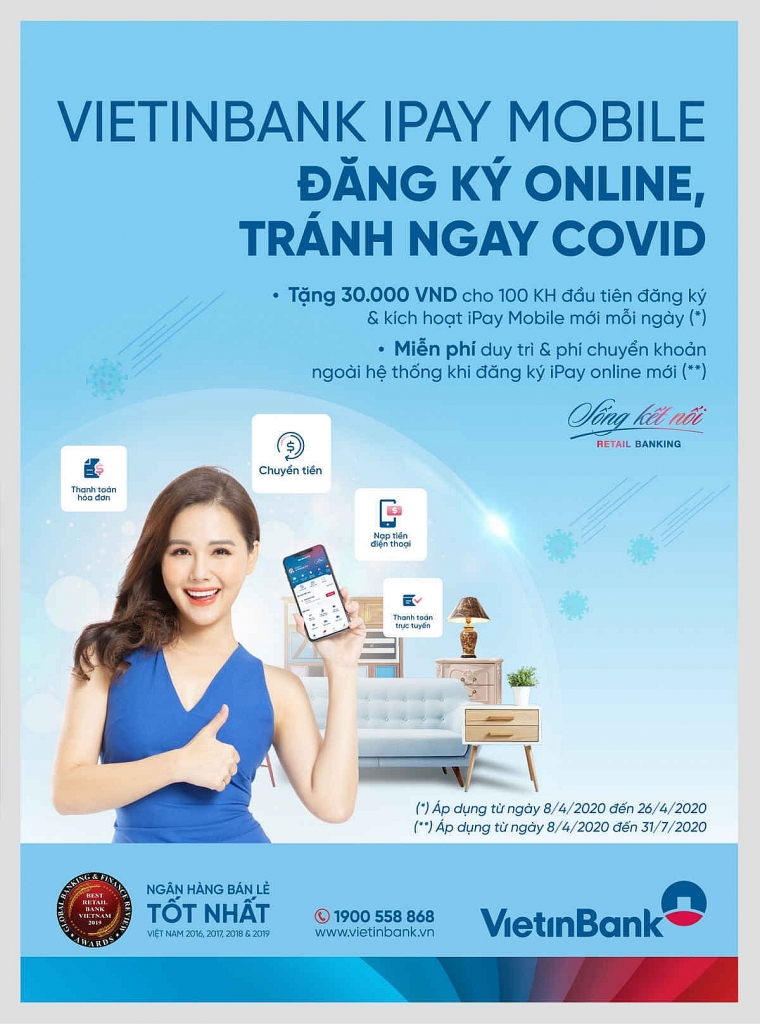 Tặng ngay 30.000 VND và miễn phí giao dịch VietinBank iPay Mobile