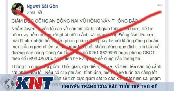 Công an Đồng Nai bác thông tin mạo danh trên mạng xã hội