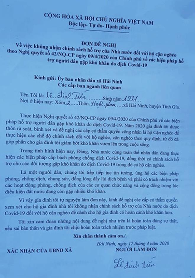 Thanh Hóa hủy toàn bộ mẫu đơn 'tự nguyện không nhận tiền hỗ trợ'  - 1