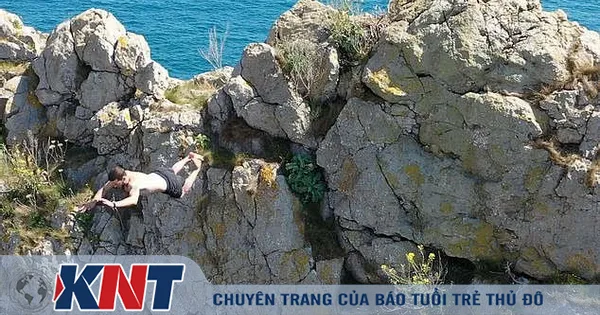 Đứng tim cú nhảy “tử thần” từ vách đá dựng ngược cao 70 m xuống biển