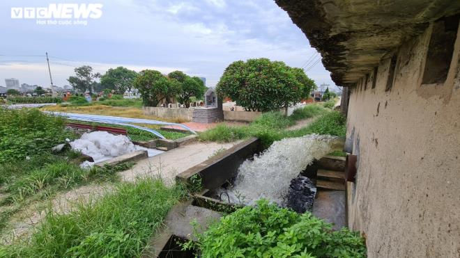 Kinh hãi rau xanh mơn mởn 'tắm' trong nước thải đen kịt, bọt tung trắng xóa - 6