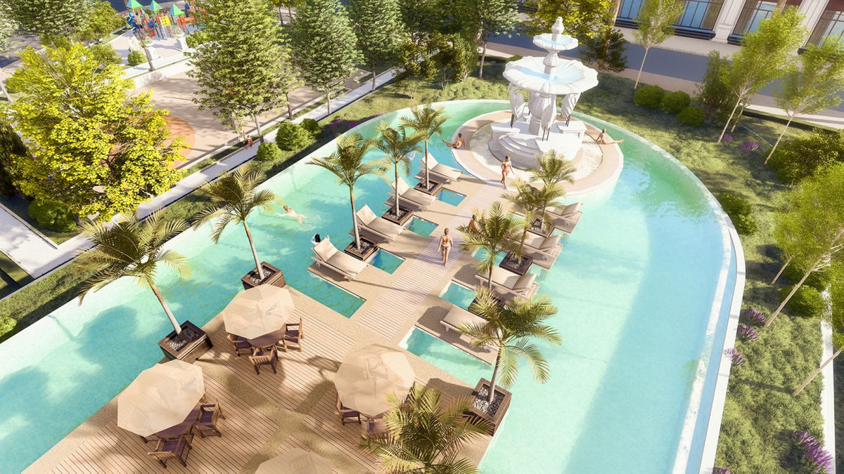 Bể bơi phong cách resort tại KĐT Danko City sẽ mang đến những trải nghiệm khác biệt