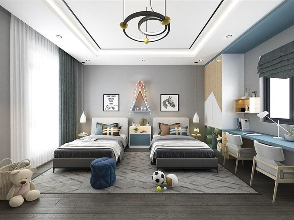 Phòng ngủ đôi của 2 con Lê Hoàng. Ảnh: NSCC