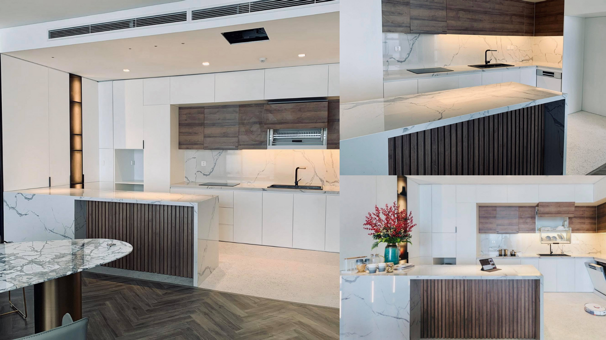 Đ&aacute; v&acirc;n kết hợp với gỗ sẽ l&agrave; sự lựa chọn tuyệt vời. Đồ họa: Đức Mạnh