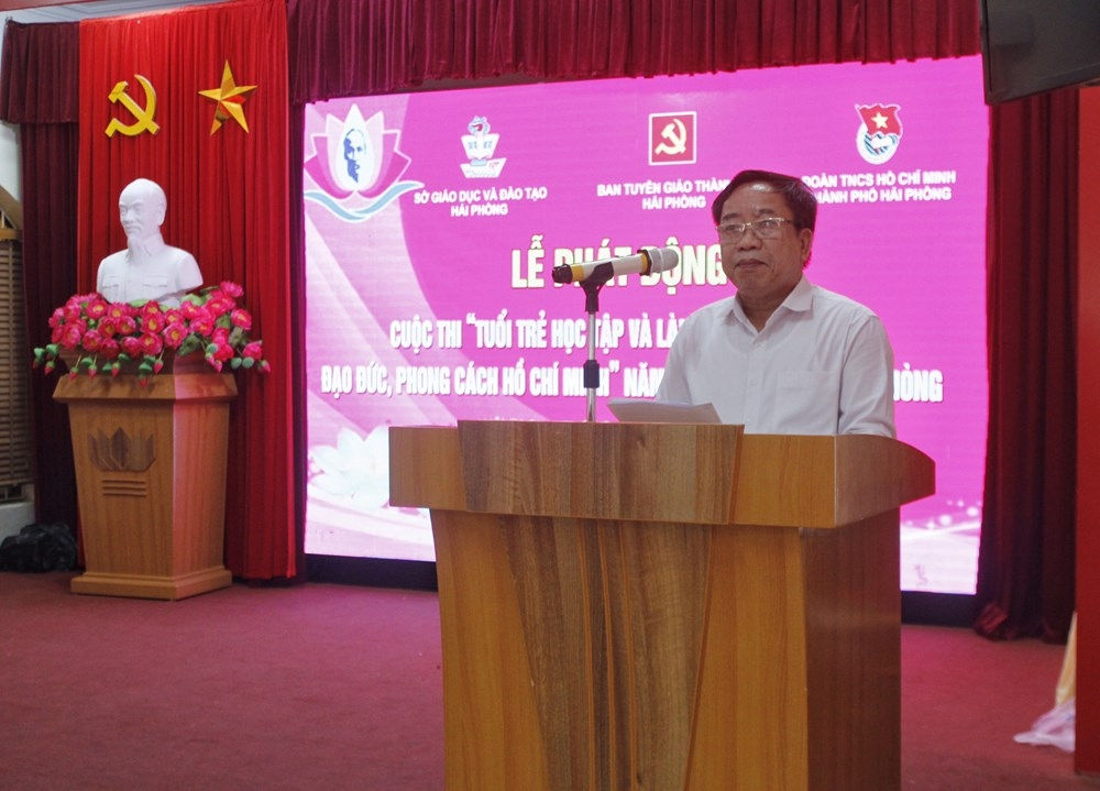 Lãnh đạo Sở Giáo dục và Đào tạo phát động cuộc thi (Ảnh- Haiphong.gov.vn)