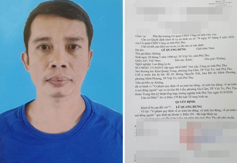 Công an tỉnh Phú Thọ ra quyết định khởi tố, bắt giam chủ thầu xây dựng Lê Quang Hưng